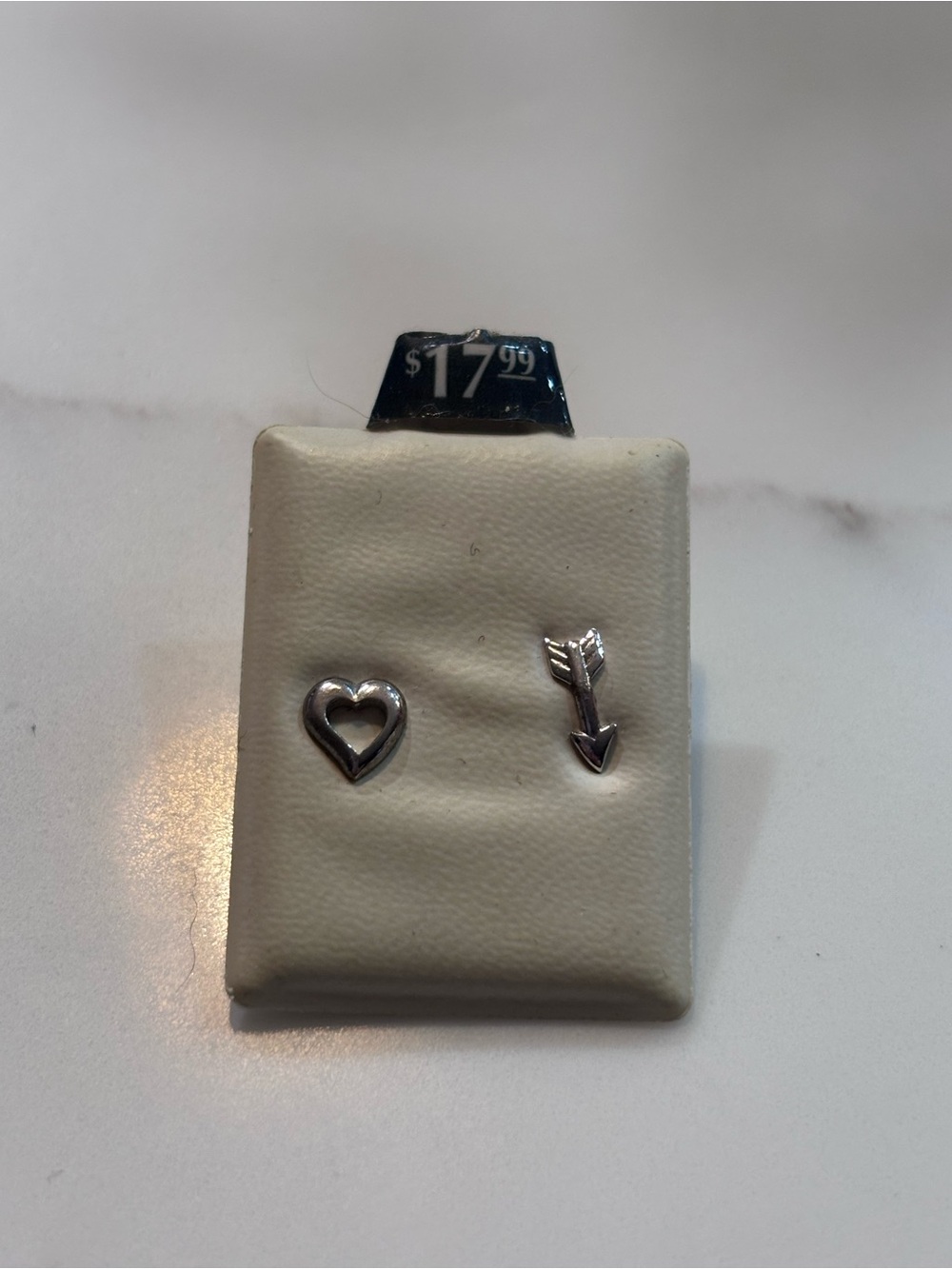 Sterling Silver Heart and Arrow Stud Earring Set - Silver